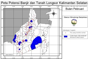 peta potensi rawan banjir dan tanah longsor bulan Pebruari