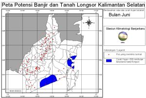 peta potensi rawan banjir dan tanah longsor bulan Juni